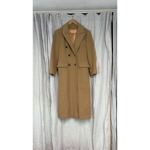 Vintage Camel Wool Coat Long Overcoat Minimalist Classic Tan Loresdale Women's